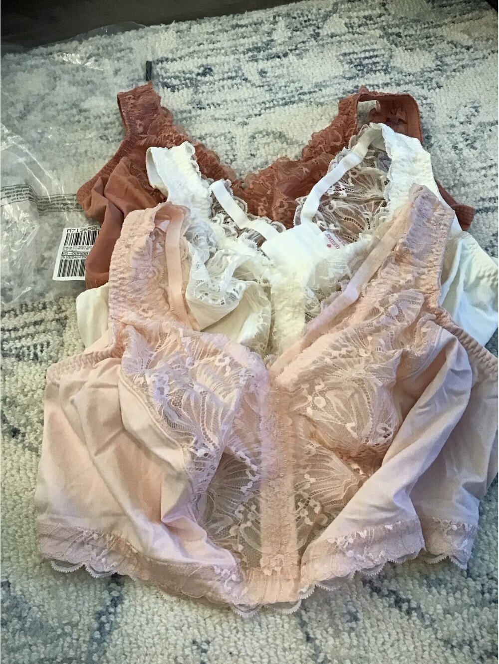 Breezies, bras, 1x, soft support, wirefree lace, set of 3, new, unlined